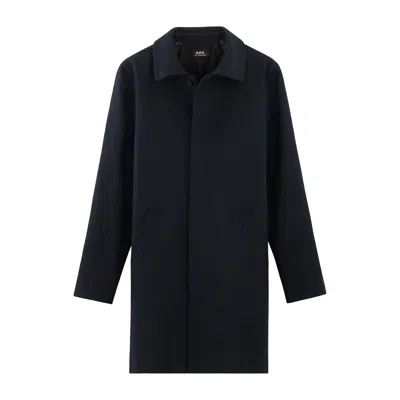 A.p.c. Auster Raincoat In Pia - Heather Navy Blue