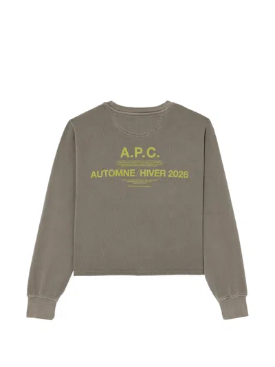 A.p.c. Autumn Logo-print Cropped Sweater In Gray