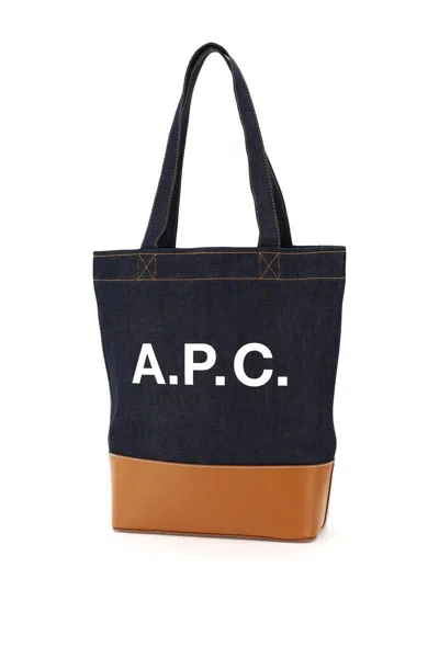 Apc Axel Denim Tote Bag In Blu