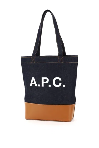 Apc Axel Denim Tote Bag In Caramel (blue)