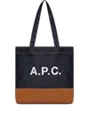 Apc A.p.c. Women Two-tone Denim And Leather Mini Axel Shopping Bag