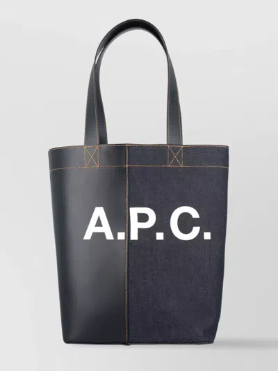 Apc Multicolor Denim And Fabric Axel Shoulder Bag In Dark Navy