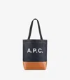 Apc A.p.c. A.p.c Woman Fabric And Leather Tote Bag With Print In Dark Navy