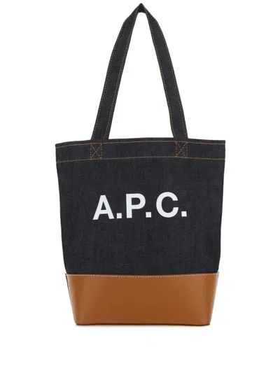 Apc Axelle Logo Tote Bag In Blue