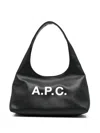 Apc Rounded Silhouette Shoulder Bag With Bold Logo In Black