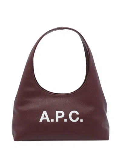 A.p.c. Baby Ninon Compact Recycled Leather Shoulder Bag In Burgundy