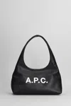 Apc Rounded Silhouette Shoulder Bag With Bold Logo In Black