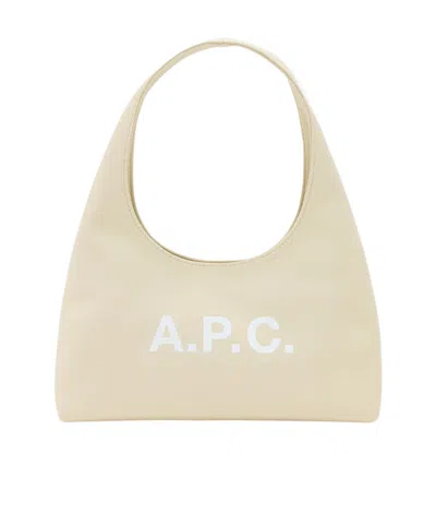 A.p.c. Baby Ninon Logo Printed Shoulder Bag In White