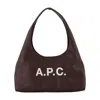 Apc A.p.c. Dark Brown Synthetic Leather Small Ninon Shoulder Bag In Brown