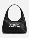 Apc Rounded Silhouette Shoulder Bag With Bold Logo In Black