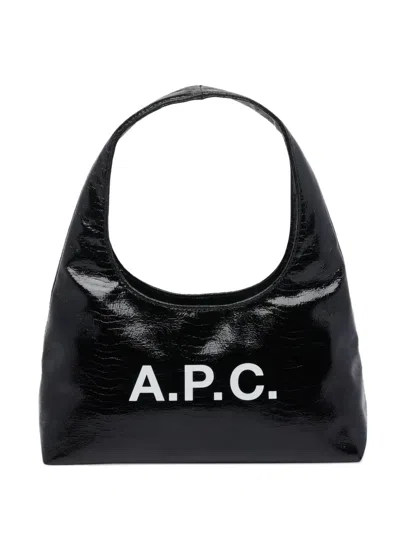 A.p.c. Women Black Synthetic Leather Small Ninon Shoulder Bag