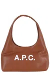 Apc A.p.c. Structured Shoulder Bag With Bold Lettering In Brown