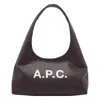Apc A.p.c. Dark Brown Synthetic Leather Small Ninon Shoulder Bag In Brown
