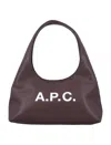 Apc A.p.c. Dark Brown Synthetic Leather Small Ninon Shoulder Bag In Brown