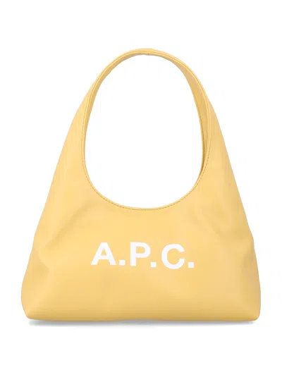 A.p.c. Baby Ninon Logo Printed Shoulder Bag In Yellow