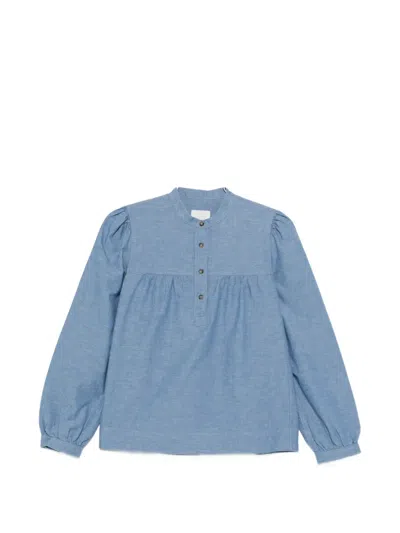 A.p.c. Babydoll Gathered Blouse In Blue
