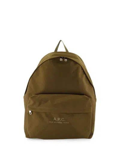 A.p.c. Backstage Logo-print Backpack In Green