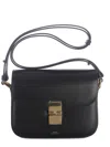 A.p.c. Compact Black Calf Leather Shoulder Bag With Adjustable Strap