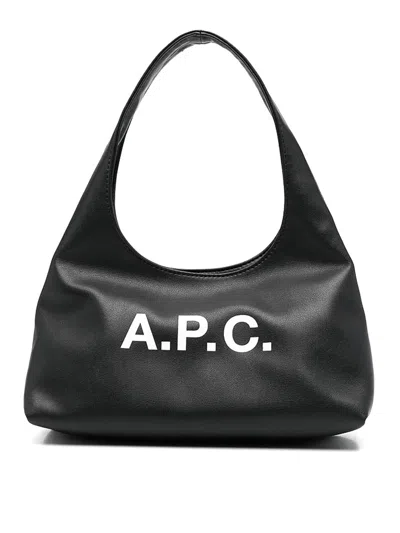 A.p.c. Women Black Synthetic Leather Small Ninon Shoulder Bag