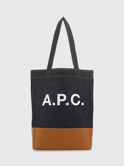A.P.C. A. P.C. COTTON DENIM TOTE BAG WITH LOGO,I24460032