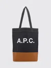 A.p.c. Two-tone Denim And Leather Axelle Shopping Bag In Pink