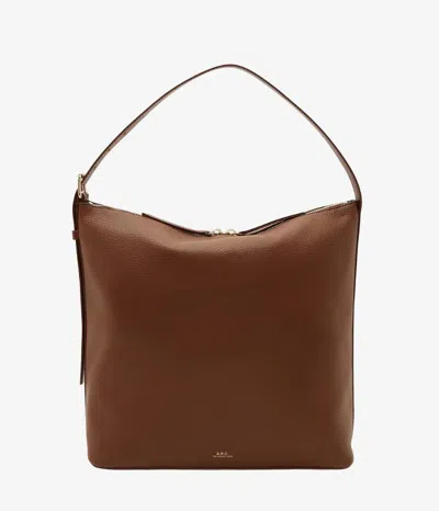 Apc Sac Vera Grain Leather Tote Bag In Brown
