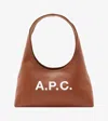 Apc A.p.c. Baby Ninon Shoulder Bag With Logo Print In Brown