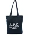 Apc A.p.c. Navy Blue Canvas Lou Rue Madame Shopping Bag In Blue