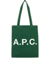 Apc A.p.c. Lou Green Canvas Tote Bag In Green