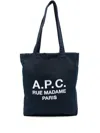 Apc A.p.c. Navy Blue Canvas Lou Rue Madame Shopping Bag In Blue