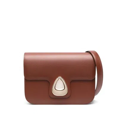 Apc A.p.c. Logo Engraved Astra Small Shoulder Bag In Brown