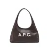 Apc A.p.c. Dark Brown Synthetic Leather Small Ninon Shoulder Bag In Brown
