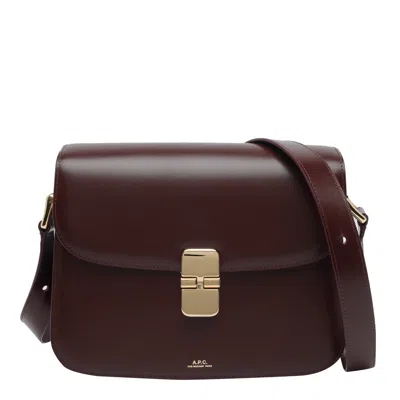 A.p.c. Grape Leather Grace Crossbody Bag Vino Vache Borse A Tracolla In Burgundy