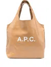 Apc A.p.c. Dark Brown Synthetic Leather Ninon Shopping Bag In Sand