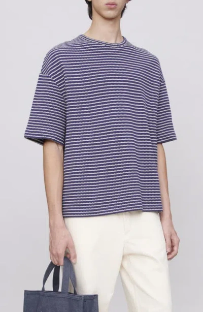Apc A.p.c. Bahia Texture Stripe Organic Cotton T-shirt In Blue