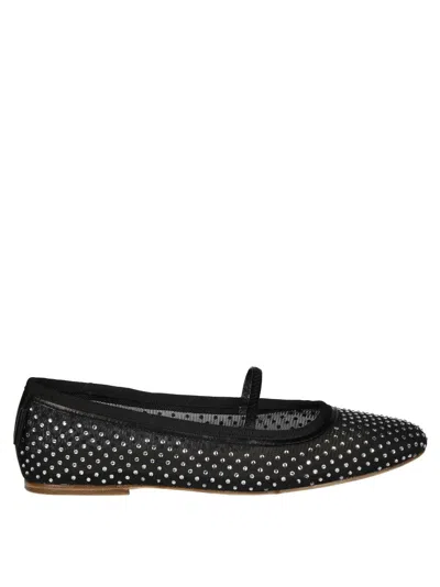 Apc A.p.c. Ballerina Flats With Rhinestone Bow Detail In Black