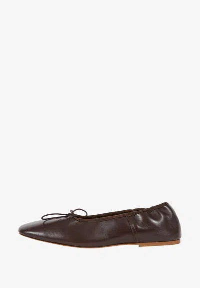 A.p.c. Ballet Flats In Smooth Leather 35 Chestnut Brown In Animal Print