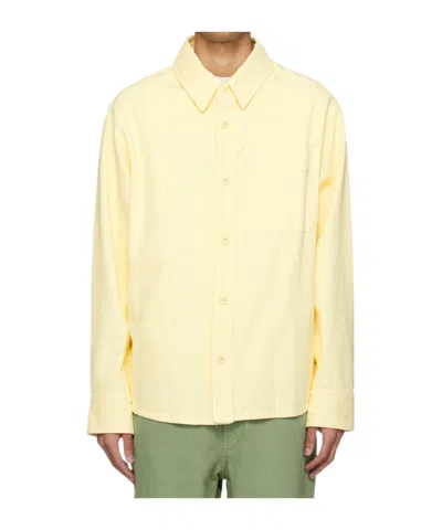 Apc Yellow Basile Brodée Poitrine Denim Shirt In Dab Light Yellow