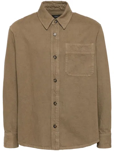 Apc Basile Brodee Overshirt In Brown