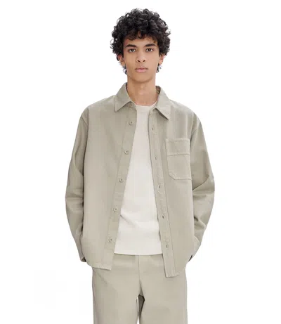 Apc Basile Brodée Poitrine Overshirt In Iak - Dark Navy