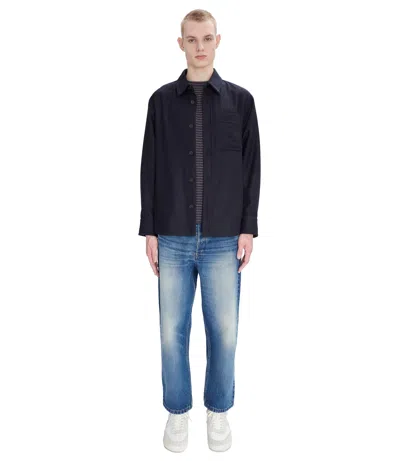 Apc Basile Brodée Poitrine Overshirt In Iak - Dark Navy Blue