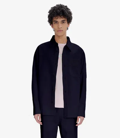 Apc Basile Brodée Poitrine Overshirt Xl Dark Navy