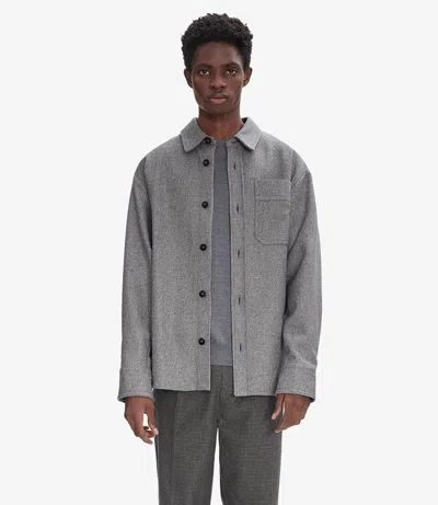 Apc Basile Brodée Poitrine Overshirt Xs Heather Pale Gray