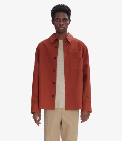 Apc Basile Brodée Poitrine Overshirt Xs Brick Red