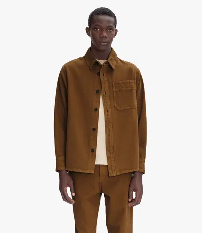 Apc Basile Brodée Poitrine Overshirt Xl Cag In Cag - Tobacco