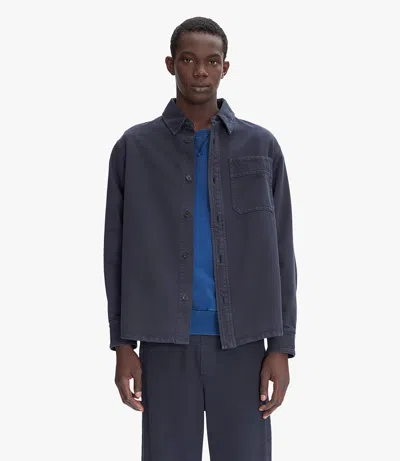 Apc Basile Brodée Poitrine Overshirt L Iak In Iak - Dark Navy Blue