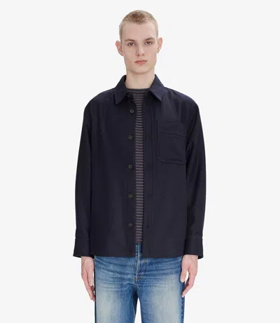 Apc Basile Brodée Poitrine Overshirt Xs Dark Navy Blue In Dark Navy Blue