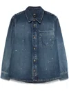 A.p.c. Button-down Denim Shirt With Classic Collar In ブルー