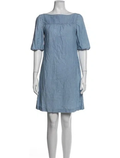 Pre-owned A.p.c. Bateau Neckline Knee-length Dress In Blue