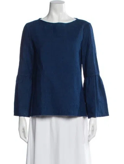 Pre-owned Apc Bateau Neckline Long Sleeve Blouse In Blue